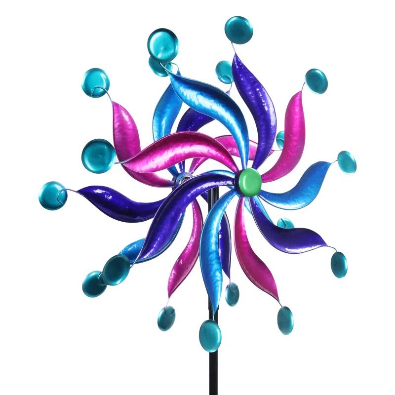 Exhart Exhart Kinetic Double Pinwheel Spinner Garden Stake, 24 by 84 Inches