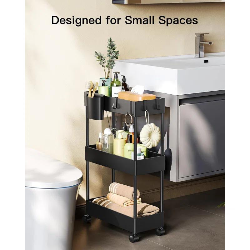 Anadea Slim Storage Cart With Wheels, Bathroom Cart Organizer Bathroom Storage Small, Rolling Cart For Bathroom, Laundry Room, Kitchen, Narrow Space