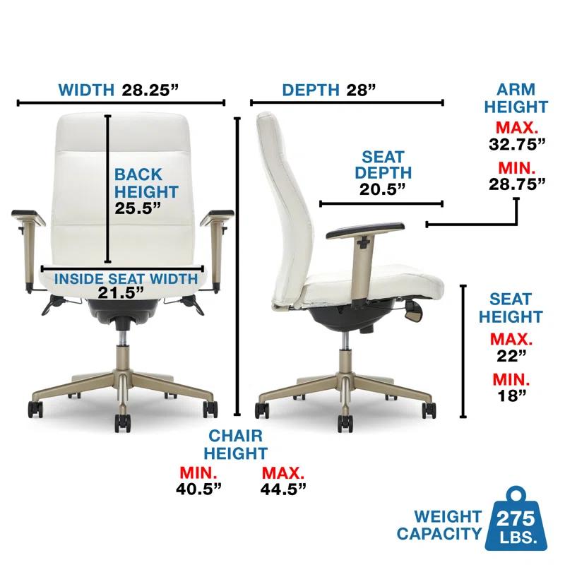 La-Z-Boy Baylor Bonded Leather Adjustable Ergonomic Executive Office Chair with Lumbar Support