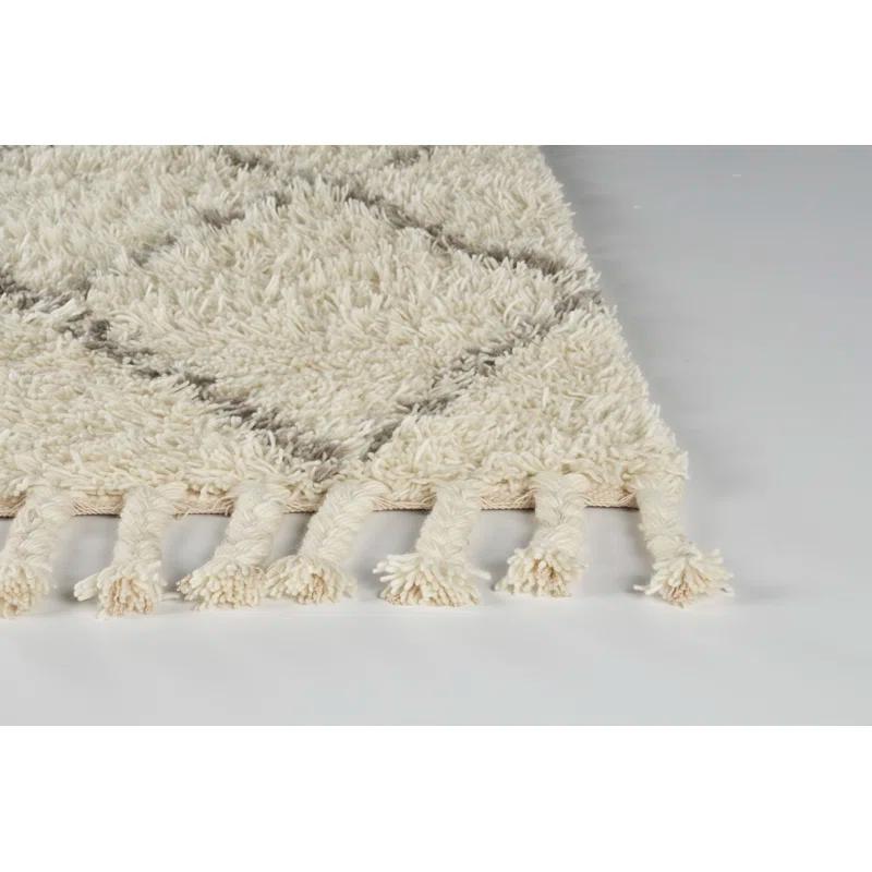 Foundry Select Calsbeck Geometric Handmade Wool Ivory/Grey Area Rug | Wayfair