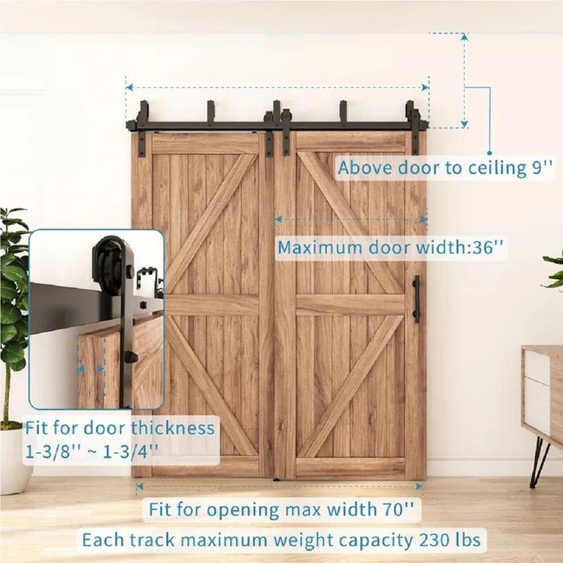 Lazio Sliding Standard Double Barn Door Hardware Kit