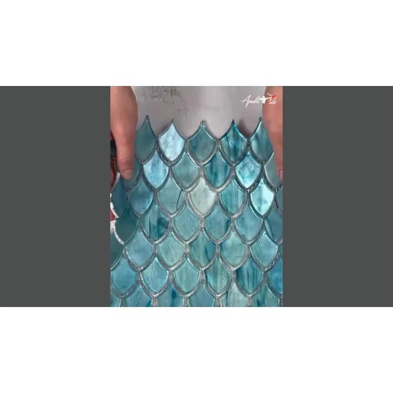 Apollo Tile Majeste 0.5" x 2" Glass Fish Scale Mosaic Wall & Floor Tile (Set of 10)