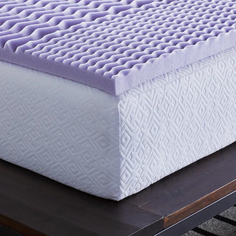Lucid Comfort Collection 2" Zoned Lavender Memory Foam Mattress Topper