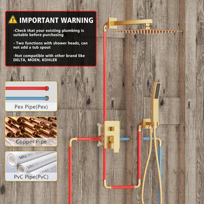 HOMGOO HG-6208BG Complete Shower System,Shower Faucet Set with 10" Rain Shower head and Handheld Shower Head Set