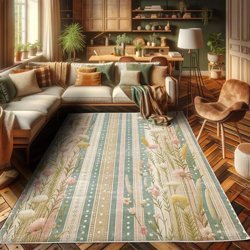Ambesonne Ambesonne Floral High Density Long Fiber Poly Threads Decorative Area Rug Carpet