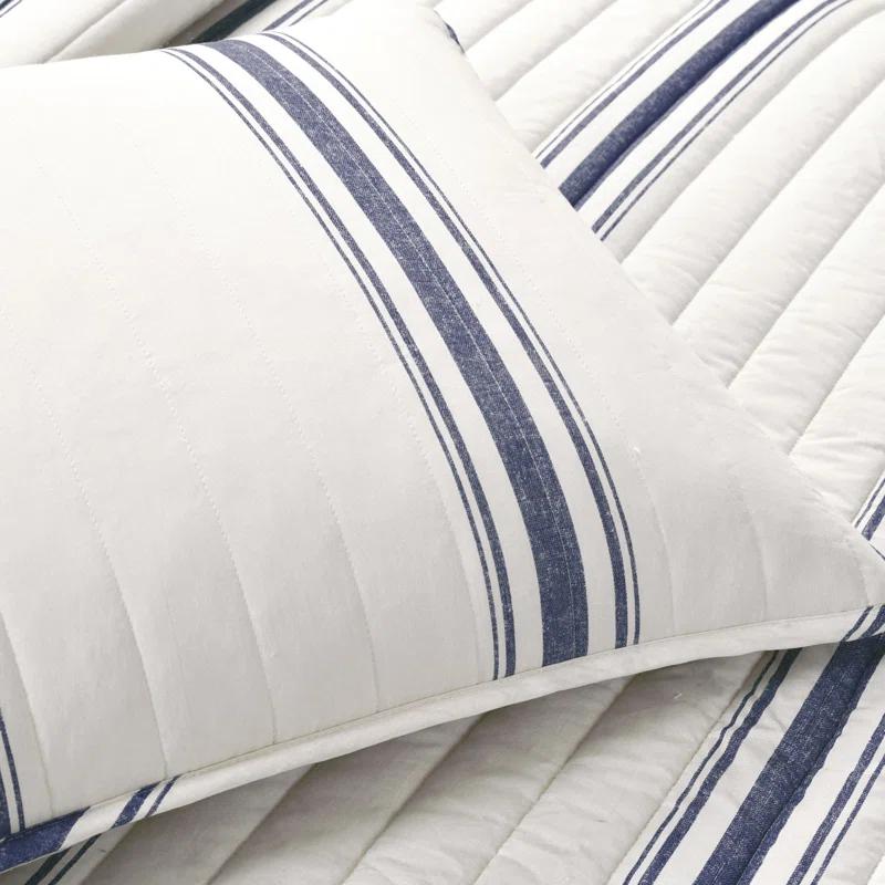 Birch Lane™ Gilroy Farmhouse / Country Cotton Striped Quilt Set