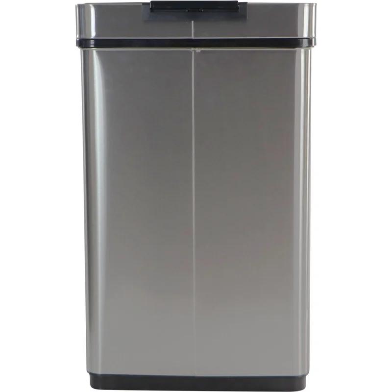 Silver Stainless Steel Touchless 16-Gallon Trash Can