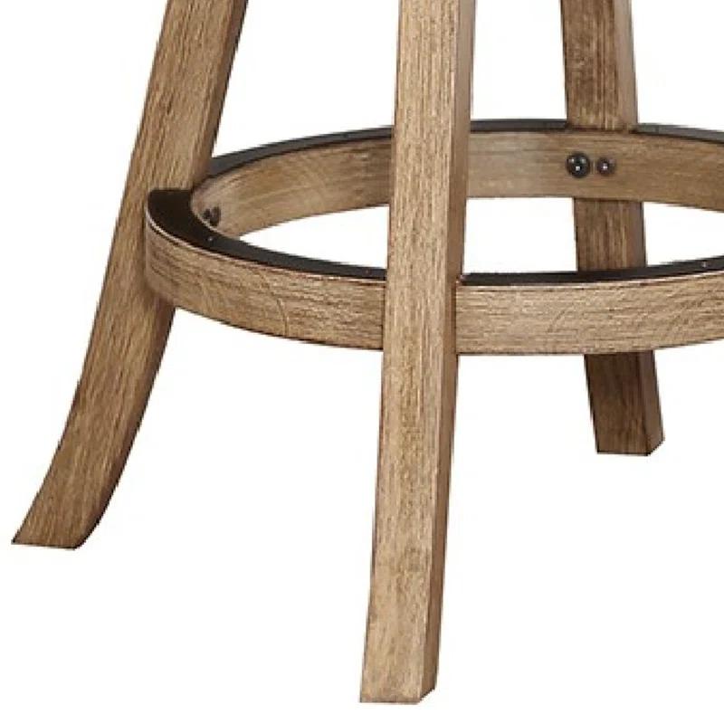 Benjara Swivel Solid Wood Counter Stool