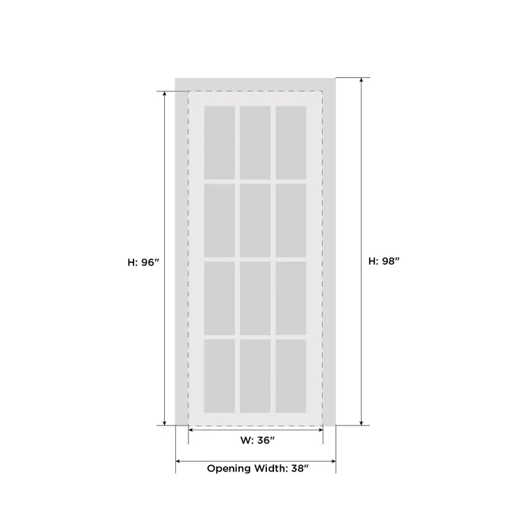 SARTODOORS Solid French Door | Planum 2122 Frosted Glass | Single Regular Panel Frame Trims Handle | Bathroom Bedroom Sturdy Doors | Wayfair