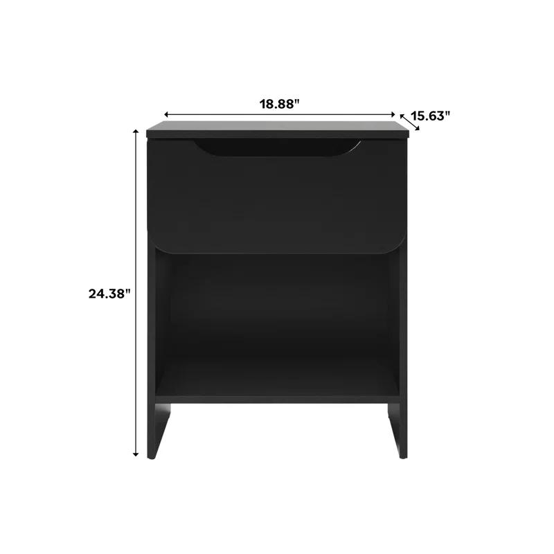 Jaqualine 1-Drawer Nightstand with Storage Cubby