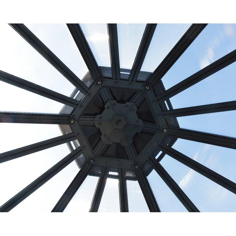 Canopia Palram - Canopia Oasis 12' x 10' Hexagonal Walk-In Hobby Polycarbonate Aluminum Frame Greenhouse Outdoor Living Structure - Gray