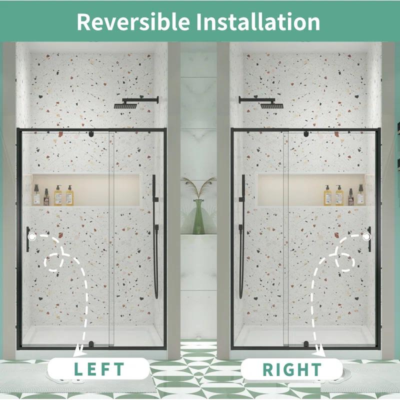 Arch Glass Designs 11DD131873LTS 38-42" W x 71" H Flush Glass Shower Door Reversible Installation
