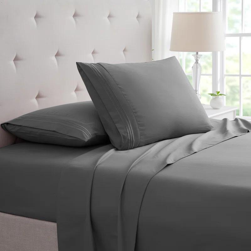 Bamboo Comfort Bamboo 1800 Thread Count 3 Line Embroidered Deep Pocket Sheet Set (4pc)