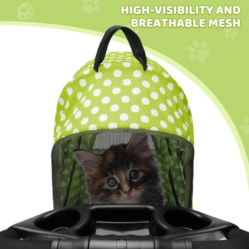 3-In-1 Pet Stroller Foldable Pet Stroller With Weather Cover Storage Basket For Dog Cat