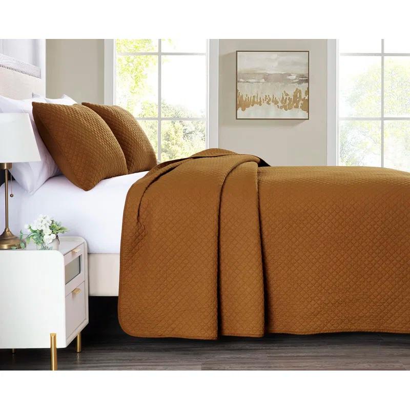 Chezmoi Collection Solid Color Cotton Quilt Cotton Quilt Set
