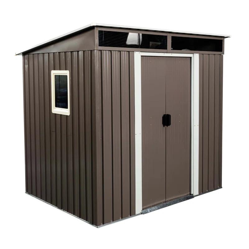 HomeViewto 6Ft X 5Ft Outdoor Metal Storage Shed With Window Transparent Plate