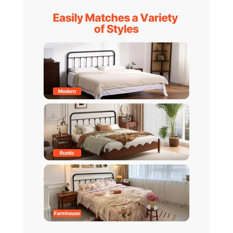 Rosalind Wheeler Metal Headboard, Queen Size Headboard with Adjustable Height, W59.65 x H40.55 x D1.5 inches, Ideal for Bedroom, Hotel, Homestay, Dormitory, Black