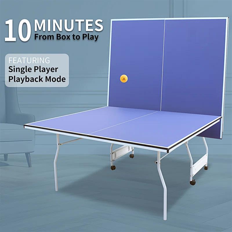 Ceballos 9Ft Mid-Size Table Tennis Table Foldable & Portable Ping Pong Table Set For Indoor Games With Net