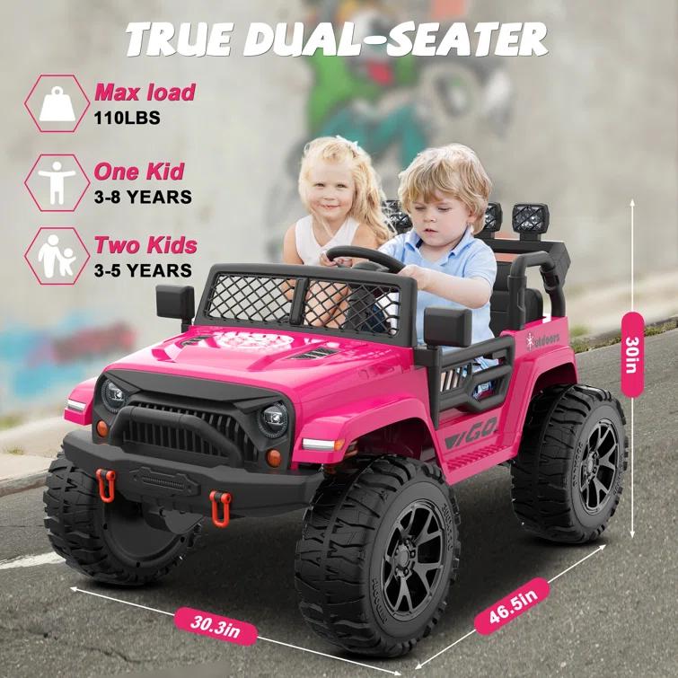 DEARAUTO DearAuto 24v Kids Ride On Car With Eva Tires, 4x75w Motors, Four Wheel Suspension, 3 Adjustable Speed, Mp3, Bluetooth,powered Ride On Truck For Kids