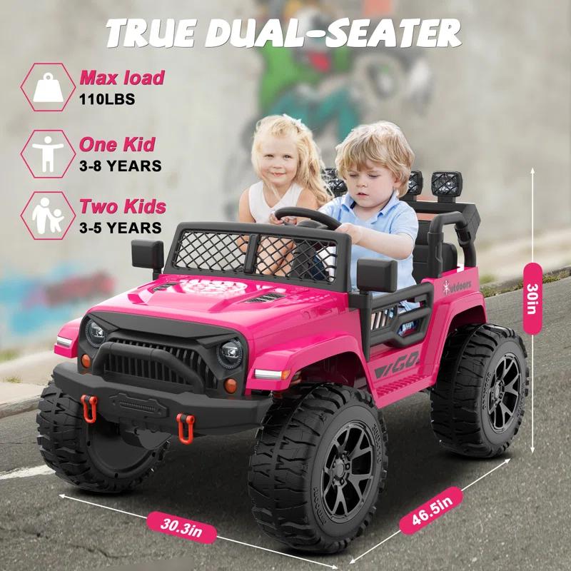 DEARAUTO DearAuto 24v Kids Ride On Car With Eva Tires, 4x75w Motors, Four Wheel Suspension, 3 Adjustable Speed, Mp3, Bluetooth,powered Ride On Truck For Kids