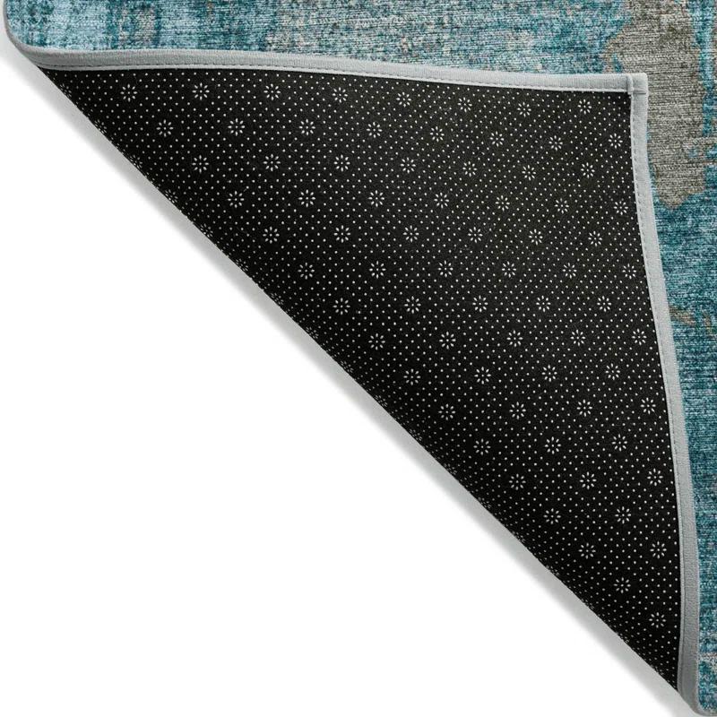 Machine Washable Indoor/Outdoor Chayden ACN989 Teal Rug