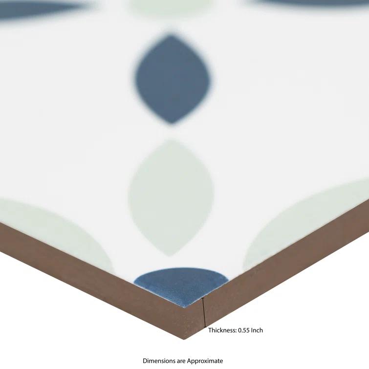 Ackland Amara 8 in. x 8 in. Encaustic Look Matte Porcelain Floor and Wall Tile