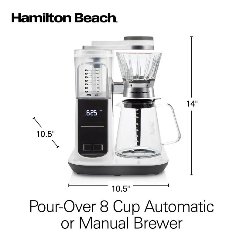 Hamilton Beach 46700 Hamilton Beach® Convenient Craft Automatic or Manual Pour-Over 8-Cup Coffee Maker with 5 Strengths and Integrated Scale