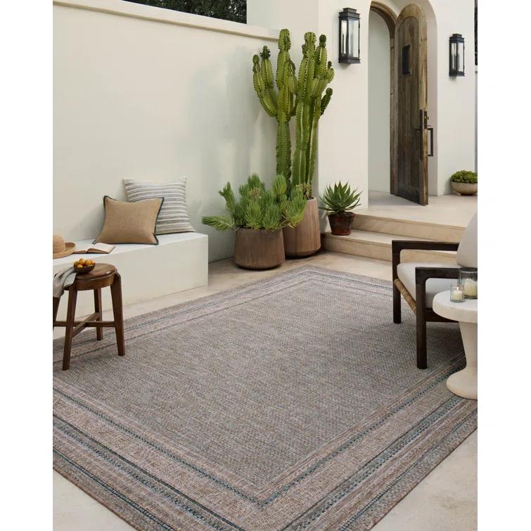 Topanga III Indoor / Outdoor Rug by Amber Lewis x Loloi - Natural and Teal / 7'10" x 10'