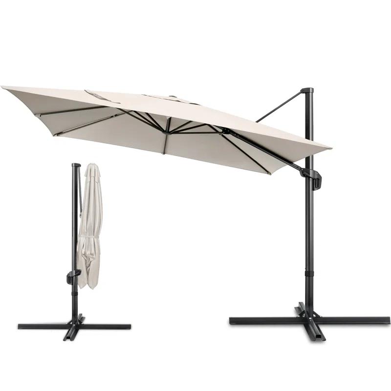 HOTEEL 10'x10' Aluminum Cantilever Umbrella - 360° Rotation & 5-Tilt Angles for Patio, Poolside & Outdoor
