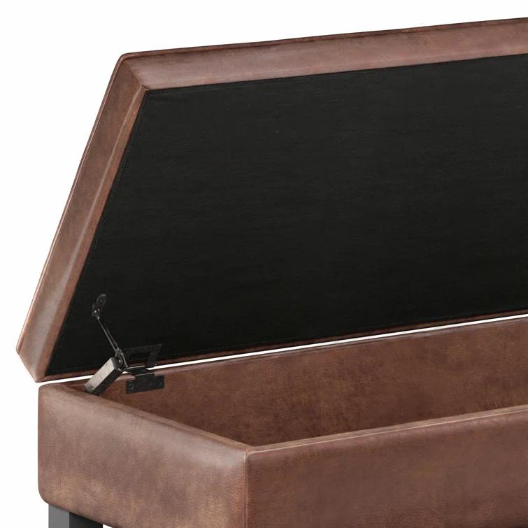 Simpli Home Cosmopolitan 44"W Transitional Tufted Storage Ottoman Bench with Lift Top