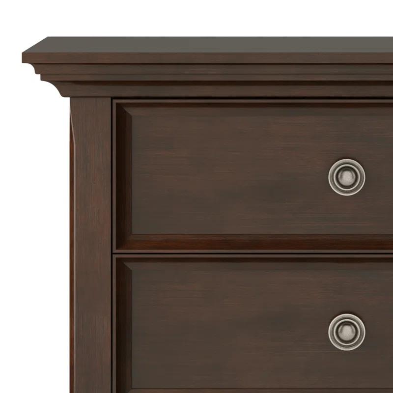 Simpli Home Amherst 24"W 2-Drawer Solid Wood Nightstand with Open Shelf