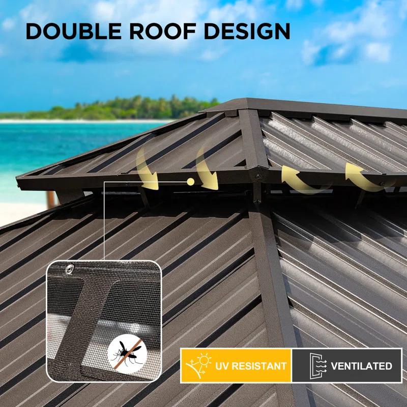 EAGLE PEAK Outdoor Aluminum Frame Hardtop Patio Gazebo