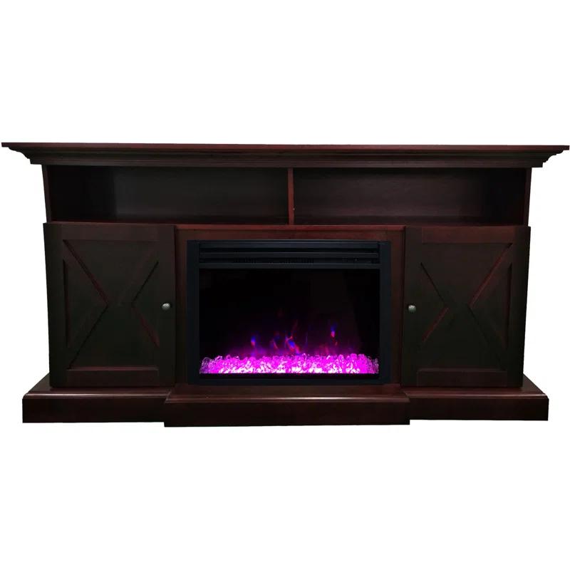 Cambridge Cambridge Summit 62-In. Farmhouse Fireplace TV Stand with Crystal Rocks Display