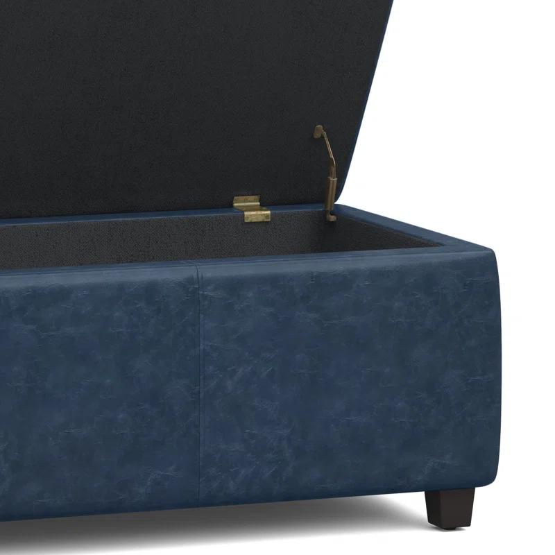 Simpli Home Avalon 48"W Upholstered Storage Ottoman Bench with Large Interior Storage