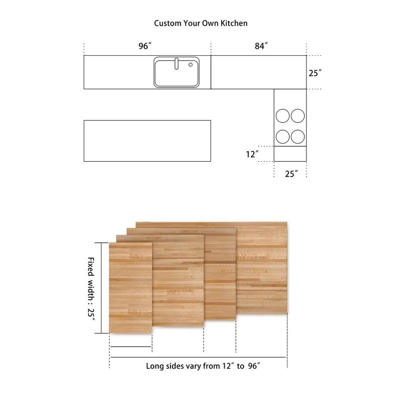 CONSDAN 25'' W Solid Wood Rectangular Square Edge Table Top