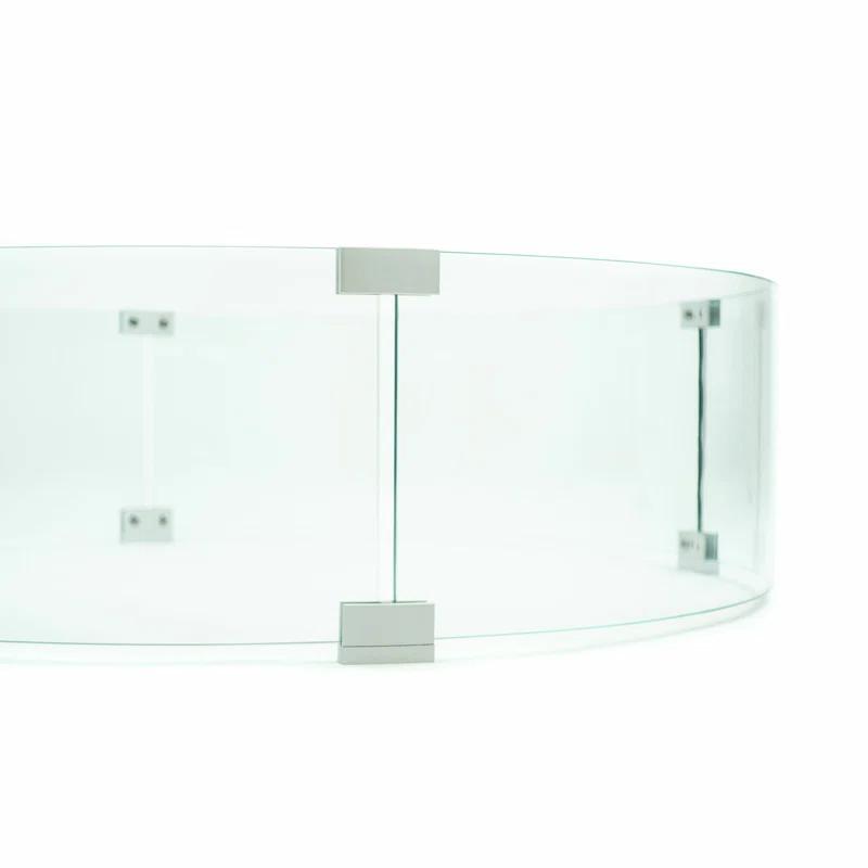 AMS Fireplace AMS Fire Pit Table Round Glass Wind Guard - Fire Flame Guard