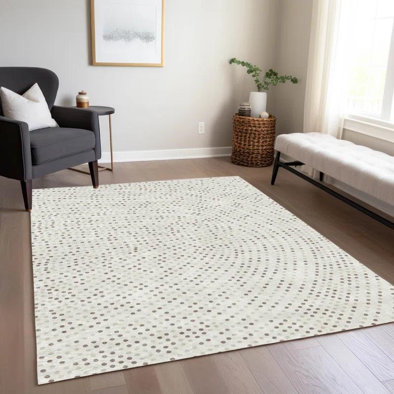 Machine Washable Indoor/Outdoor Chayden ACN1021 Ivory 8' x 8' Round Rug