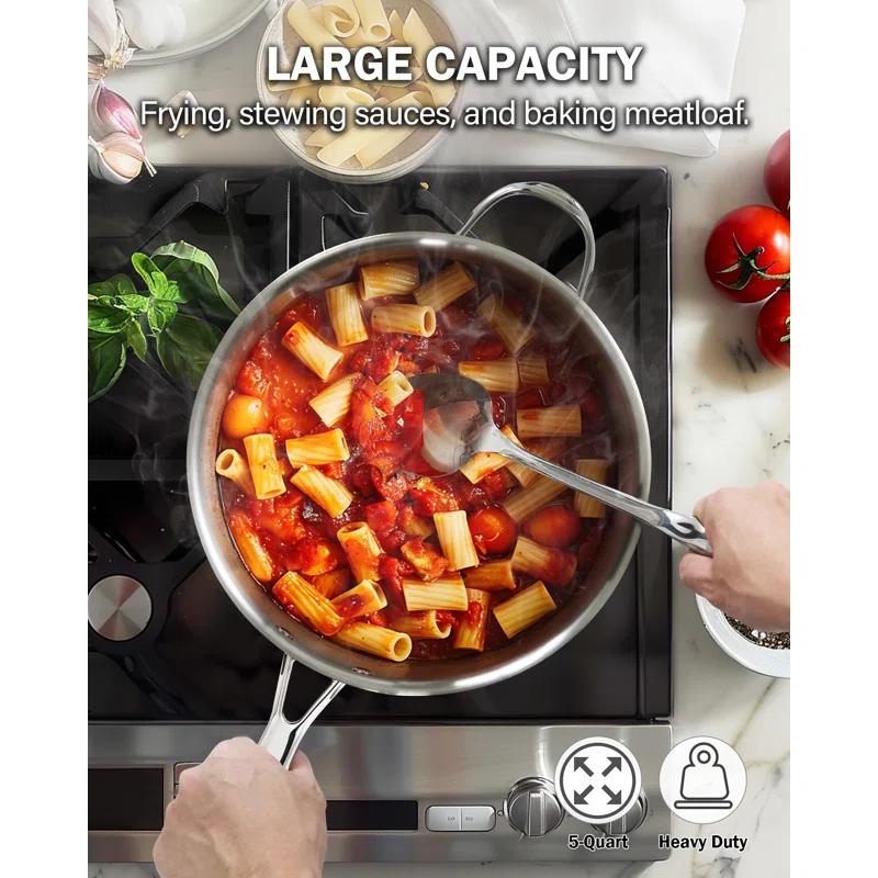 Cooks Standard Cooks Standard Classic 5 QT 11 inch Stainless Steel Saute Pan Frying Pan Skillet with Lid