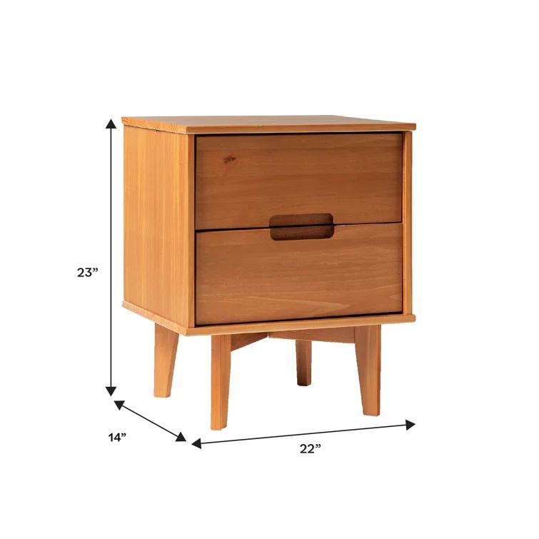 George Oliver Solid Wood Groove 2-Drawer Nightstand