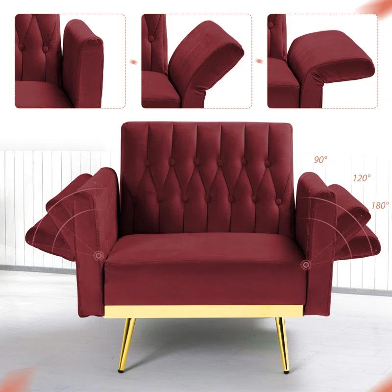 Everly Quinn Siemon Velvet Accent Chair with Ottoman