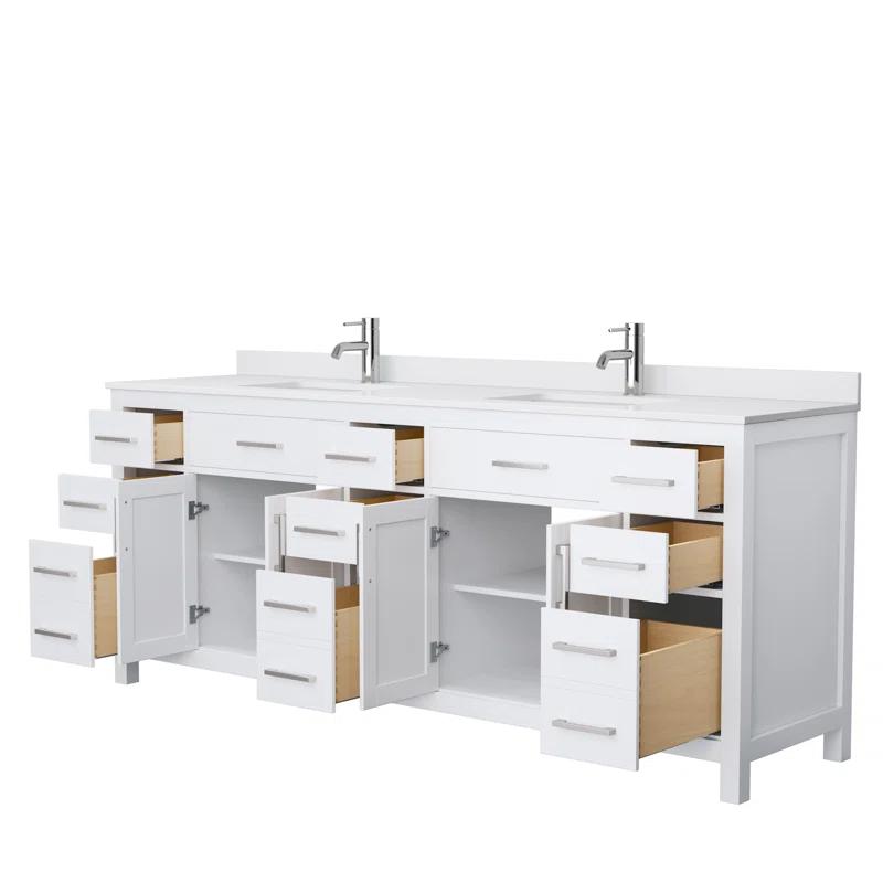 Beckett 84" Freestanding Double Bathroom Vanity with Cultured Marble Top