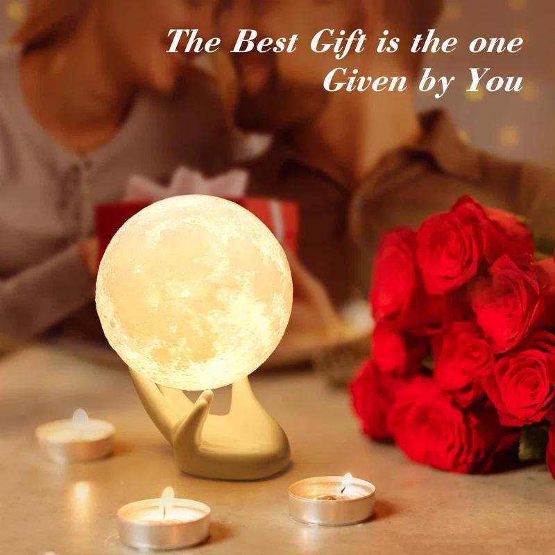 BBCPC 3D Moon Lamp with Ceramic Base, LED Touch Contro