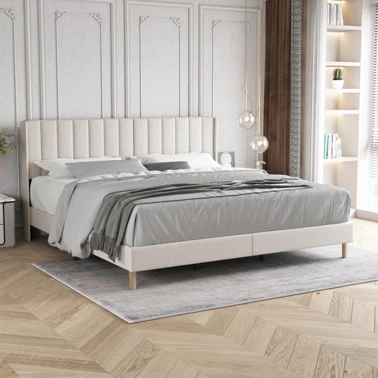 Mercer41 Cedell Upholstered Wingback Bed