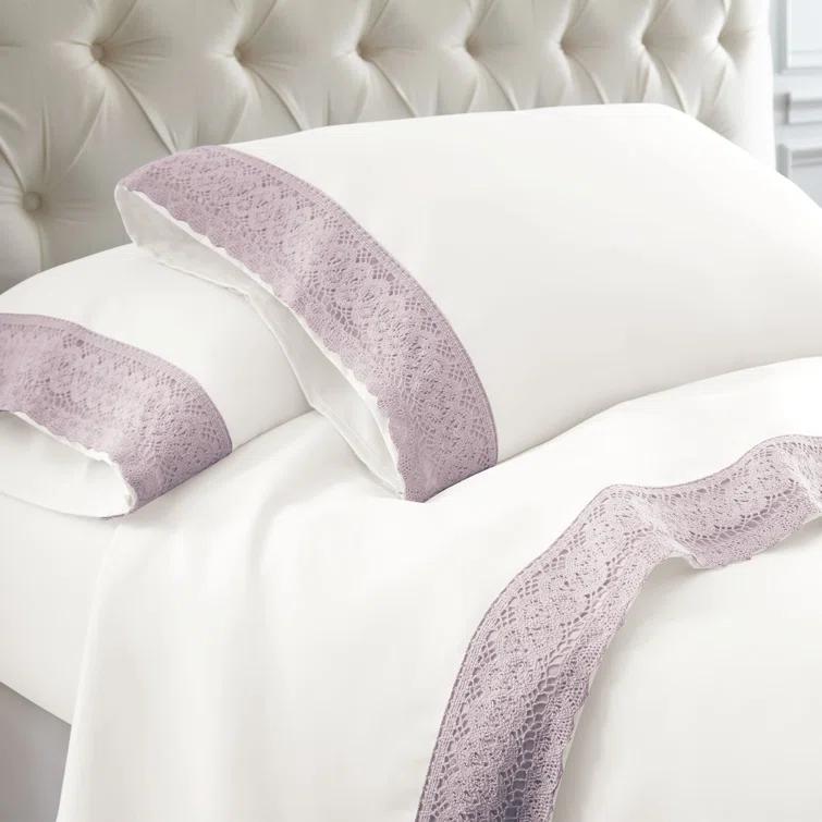 Modern Threads Modern Threads Yate Soft Microfiber Crochet Lace Sheets - Luxurious Microfiber Bed Sheets - Includes Flat Sheet, Fitted Sheet with Deep Pockets, & Pillowcases