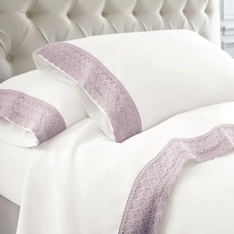 Modern Threads Modern Threads Yate Soft Microfiber Crochet Lace Sheets - Luxurious Microfiber Bed Sheets - Includes Flat Sheet, Fitted Sheet with Deep Pockets, & Pillowcases
