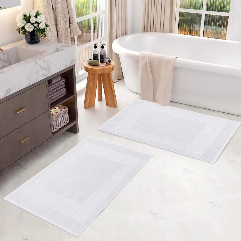 Mercer41 Subra Rectangular Cotton Reversible Greek Key Infinity Border 2 Piece Bath Mat (Set of 2)
