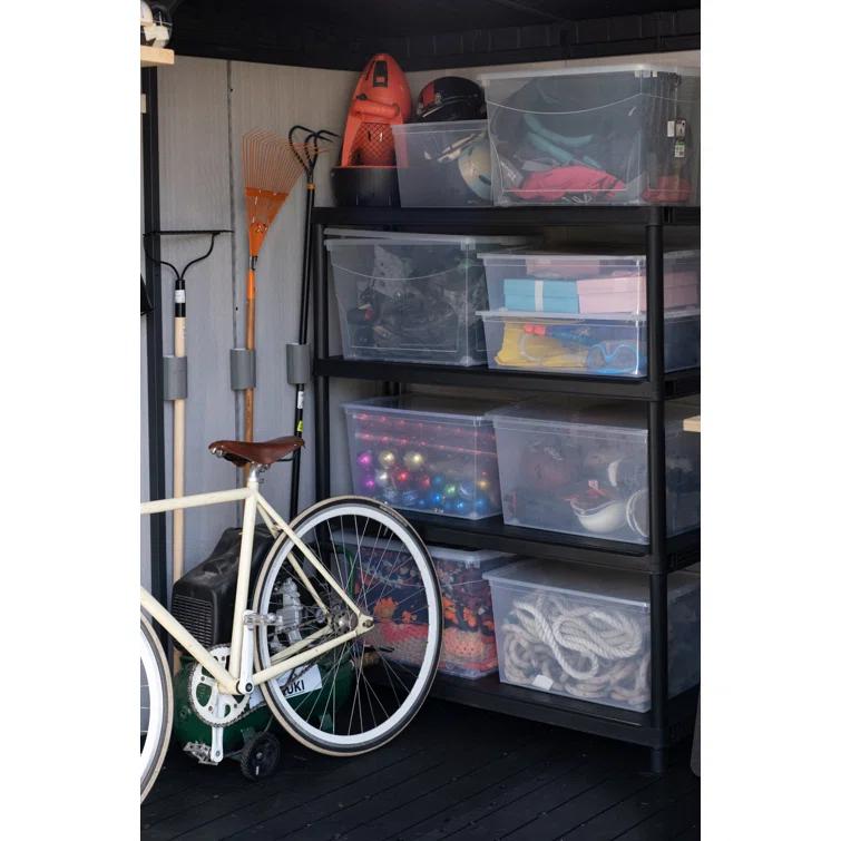 Keter Keter Artisan 11x7 ft. Modern Durable Resin Outdoor Storage Shed With Floor and Double Doors for Garden Patio Furniture and Tools, Grey