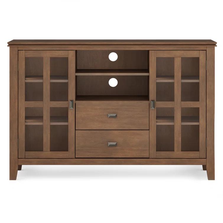 Simpli Home Artisan 53"W Solid Wood Contemporary Tall TV Stand for TVs up to 60" with Adjustable Shelves