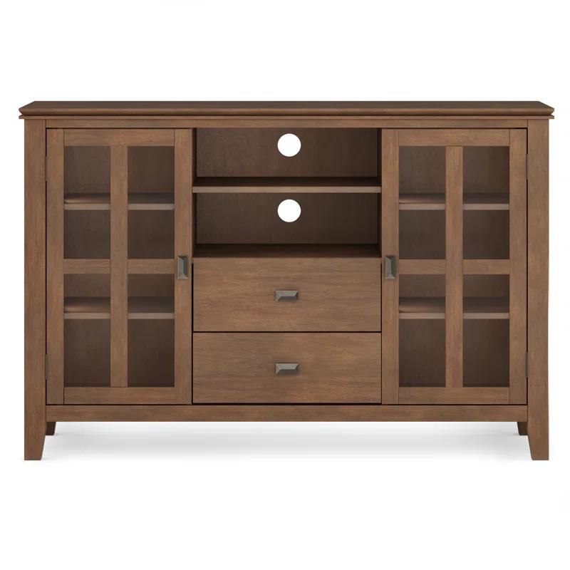 Simpli Home Artisan 53"W Solid Wood Contemporary Tall TV Stand for TVs up to 60" with Adjustable Shelves