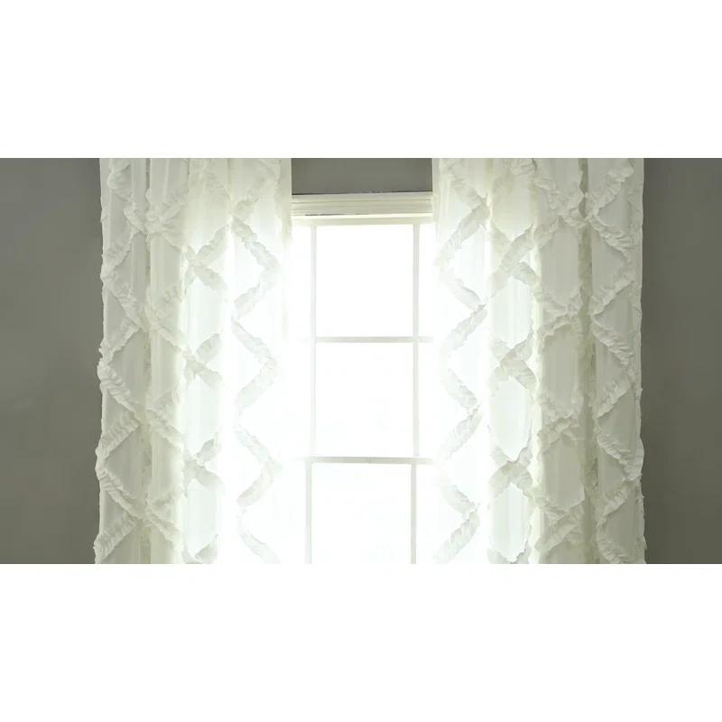 Lush Decor Ruffle Diamond Polyester Semi Sheer Curtain Pair (Set of 2)